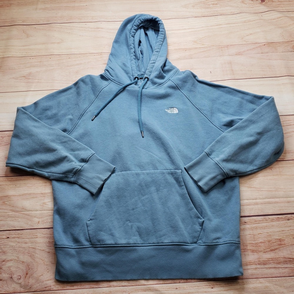 The North Face Hoodie Mens XL Blue Pullover Fleece Hooded Pockets Drawstring‎